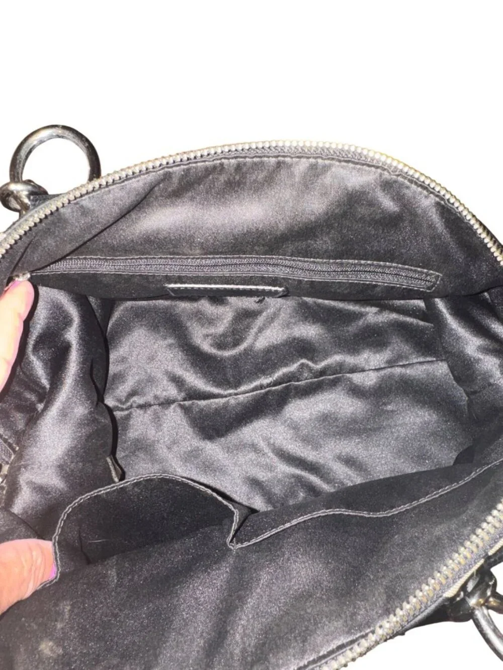 Coach Kristin 19329 Op Art Sateen Domed Satchel Black Cream Shoulder Bag Y2K